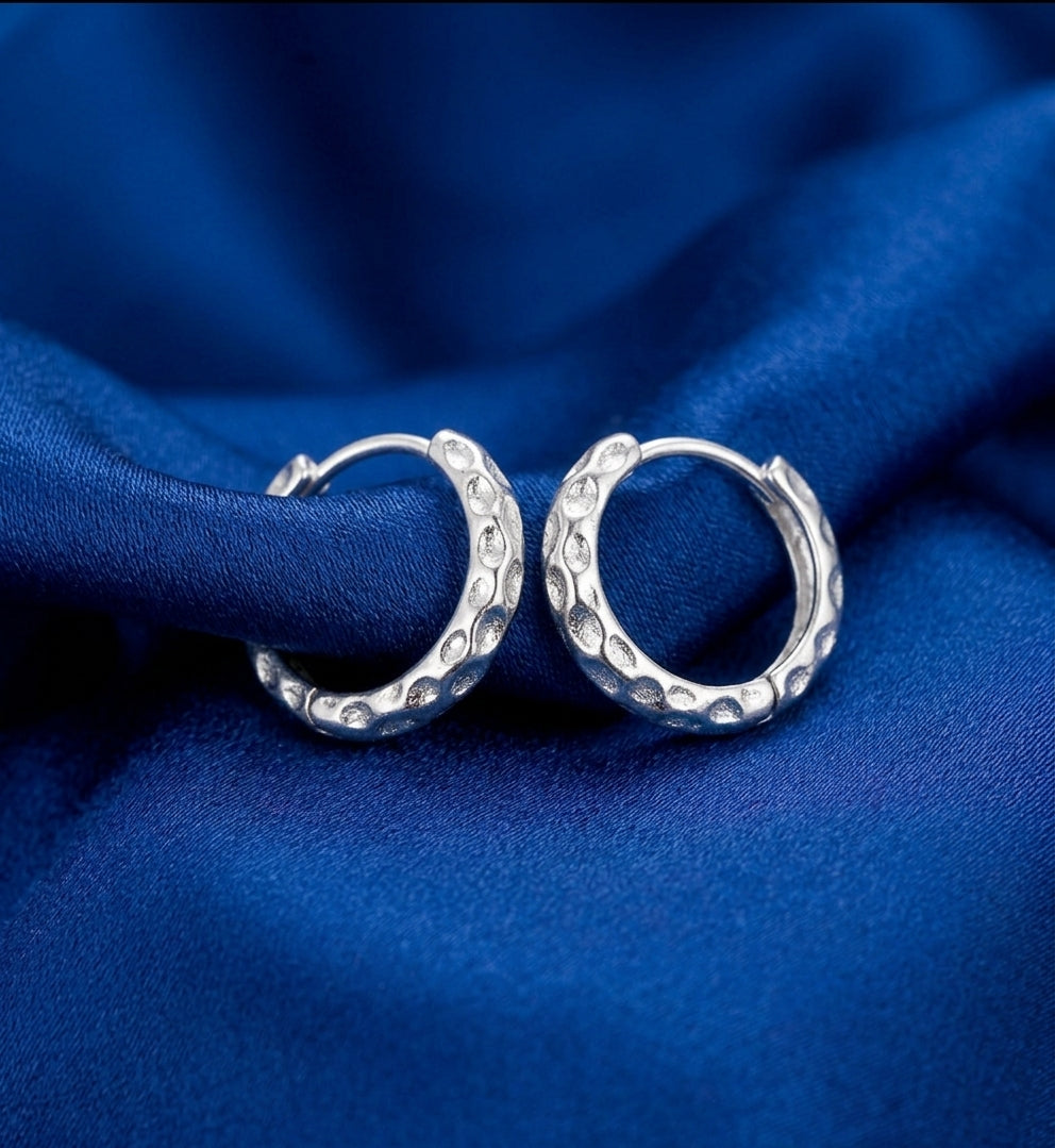Hammered Huggie Hoop Earrings