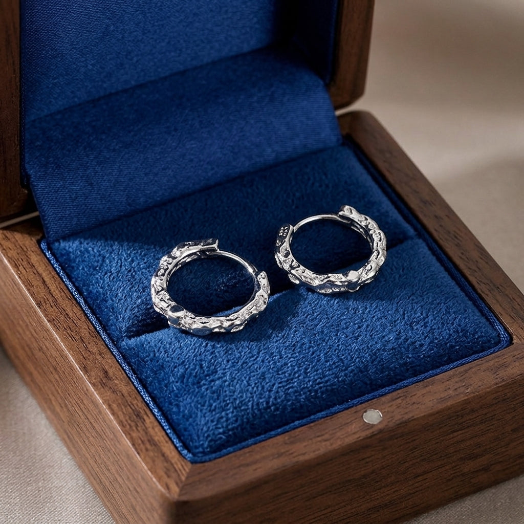 Hammered Huggie Hoop Earrings