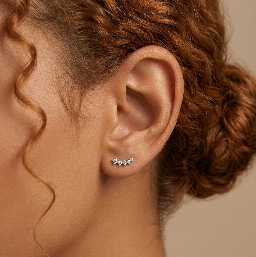 Tiny Shooting Star CZ Stud Earrings