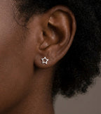 Tiny Star Cutout Stud Earrings Silver