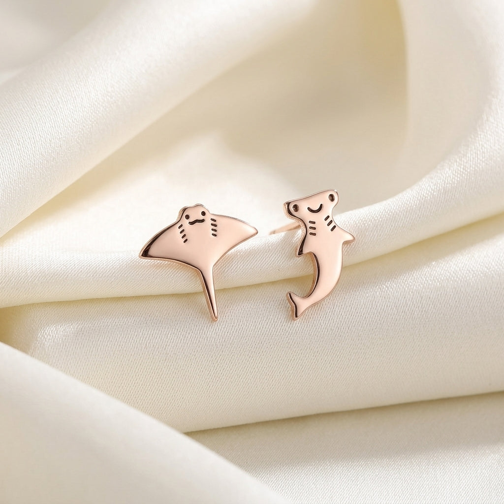 Mismatched Shark and Manta Ray Studs