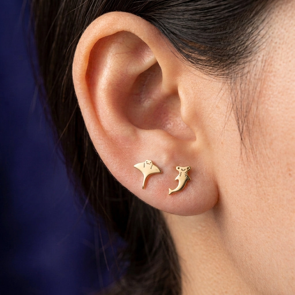 Mismatched Shark and Manta Ray Studs