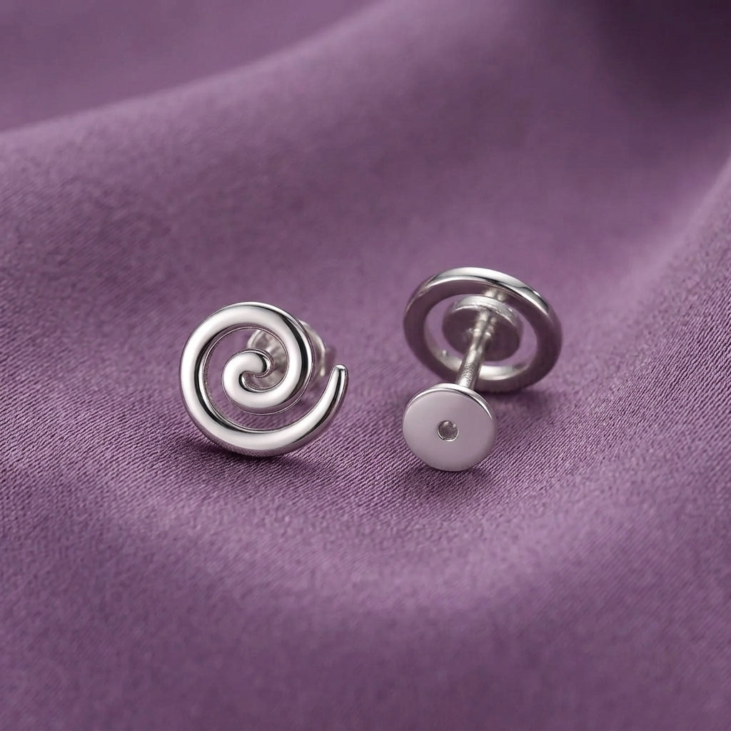 Koru Circle Spiral Flat Back Earrings