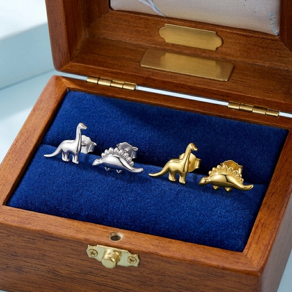 Mismatched Dinosaur Stud Earrings