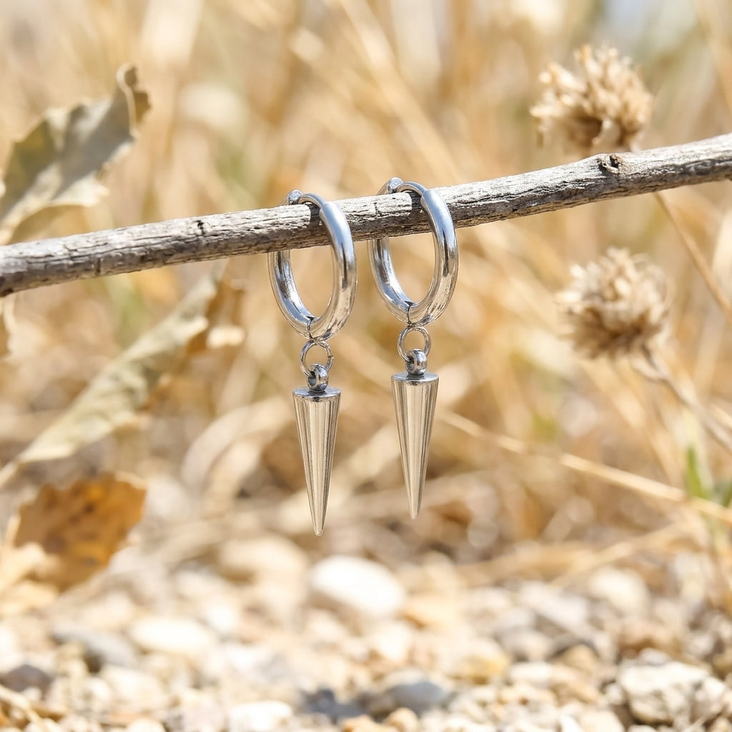 Spike Dagger Huggie Hoop Earrings