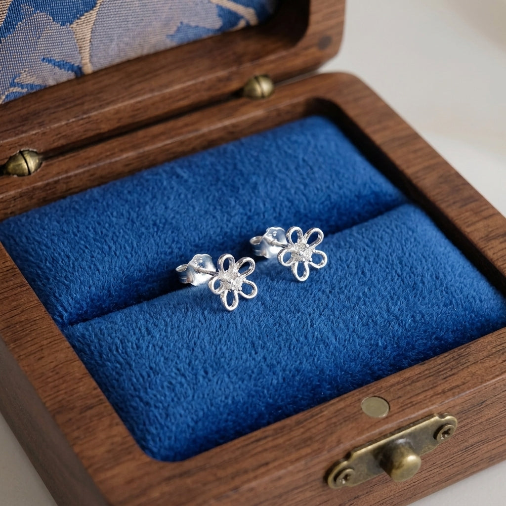 Forget-Me-Not Flower Stud Earrings