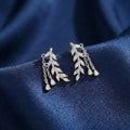 CZ Leaf Crawler Earrings Sterling Silver