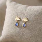 Cloud Moonstone Raindrop Stud Earrings