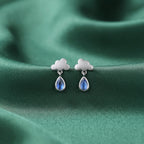 Cloud Moonstone Raindrop Stud Earrings