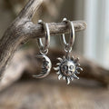 Sun and Moon Face Hoop Earrings