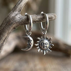 Sun and Moon Face Hoop Earrings