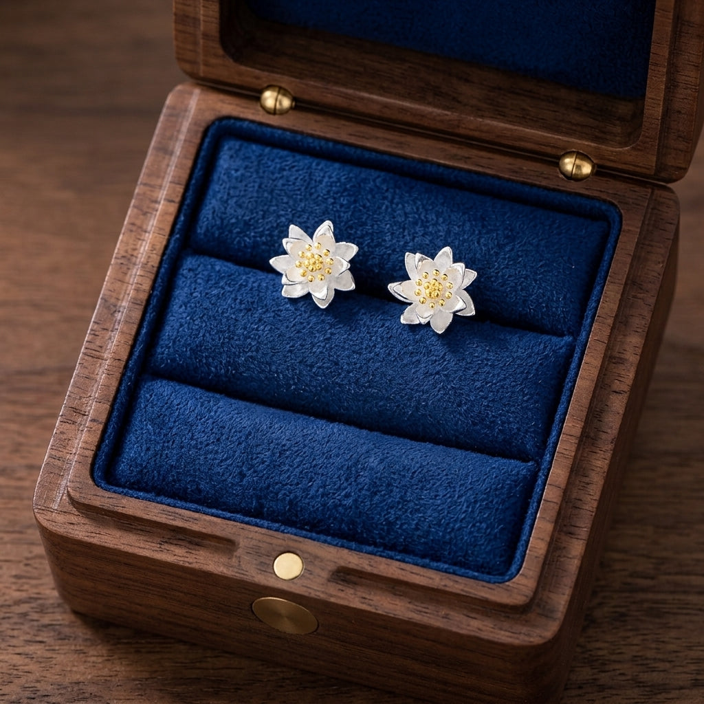 Sterling Silver Daffodil Stud Earrings