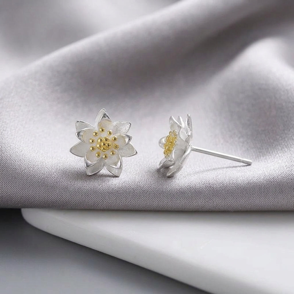 Sterling Silver Daffodil Stud Earrings