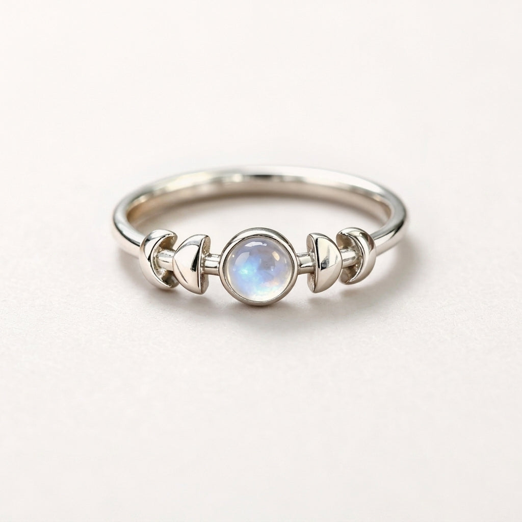 Moon Phase Ring Simulated Moonstone