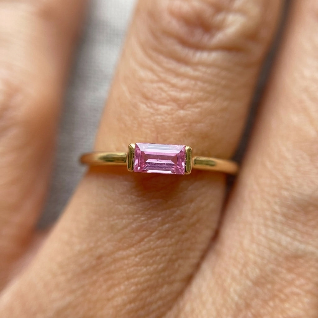 Baguette Birthstone Stackable Ring