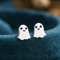 Cute Ghost Stud Earrings Sterling Silver