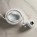 "No Longer By My Side, Forever In My Heart" – Stainless Steel Urn Paw Necklace