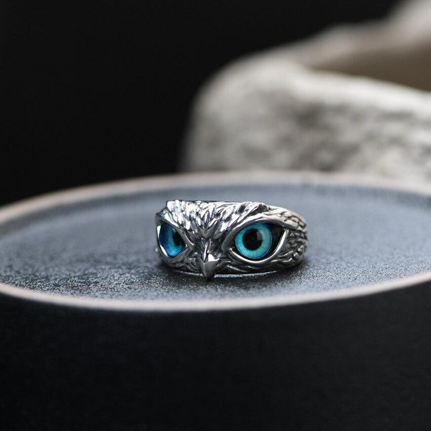 Owl Of Good Luck Adjustable Ring In Silver And Opal