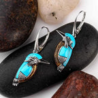 Blue Hummingbird Enamel Earrings