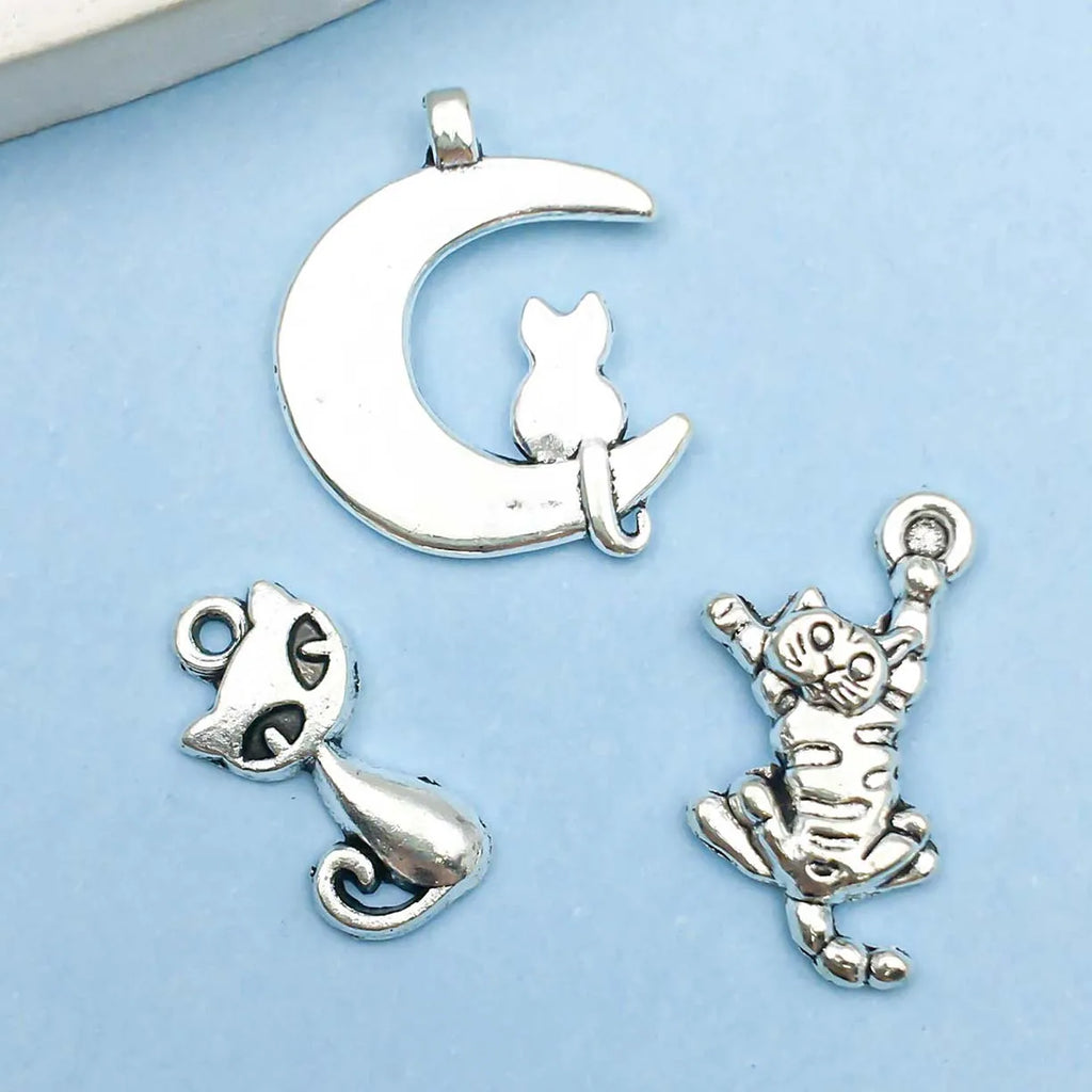 Vintage Silver Cat Charms Collection