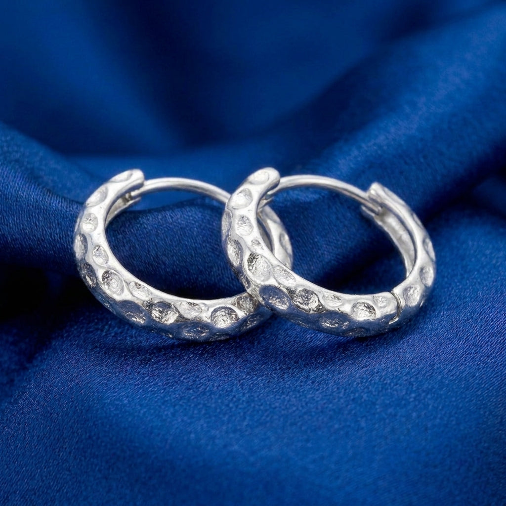 Hammered Huggie Hoop Earrings