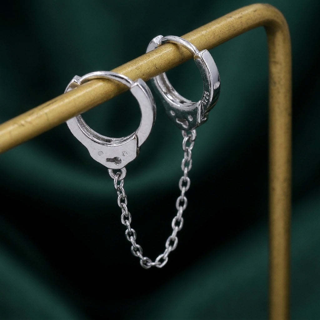 Handcuff Hoop Earrings With Chain