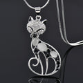 Cats Of Love Necklace In Sterling Silver And Zirconia Encrusted