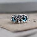 Owl Of Good Luck Adjustable Ring In Silver And Opal