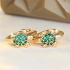 Sea Turtle Hoop Earrings With Sparkling Zircon