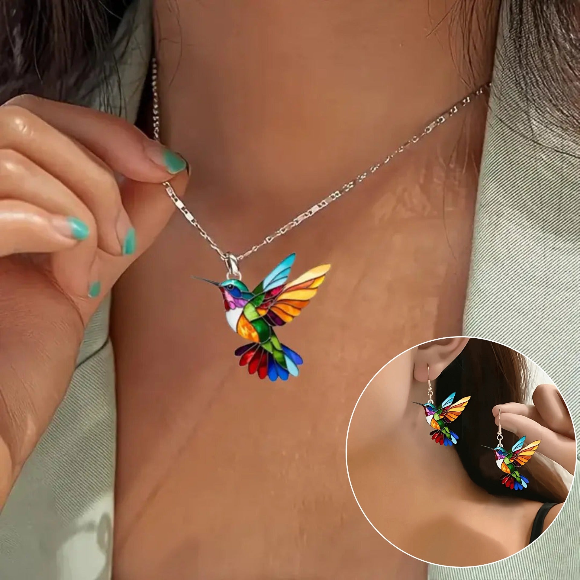 Beautiful Hummingbird Necklace With Bonus Earrings – Offer