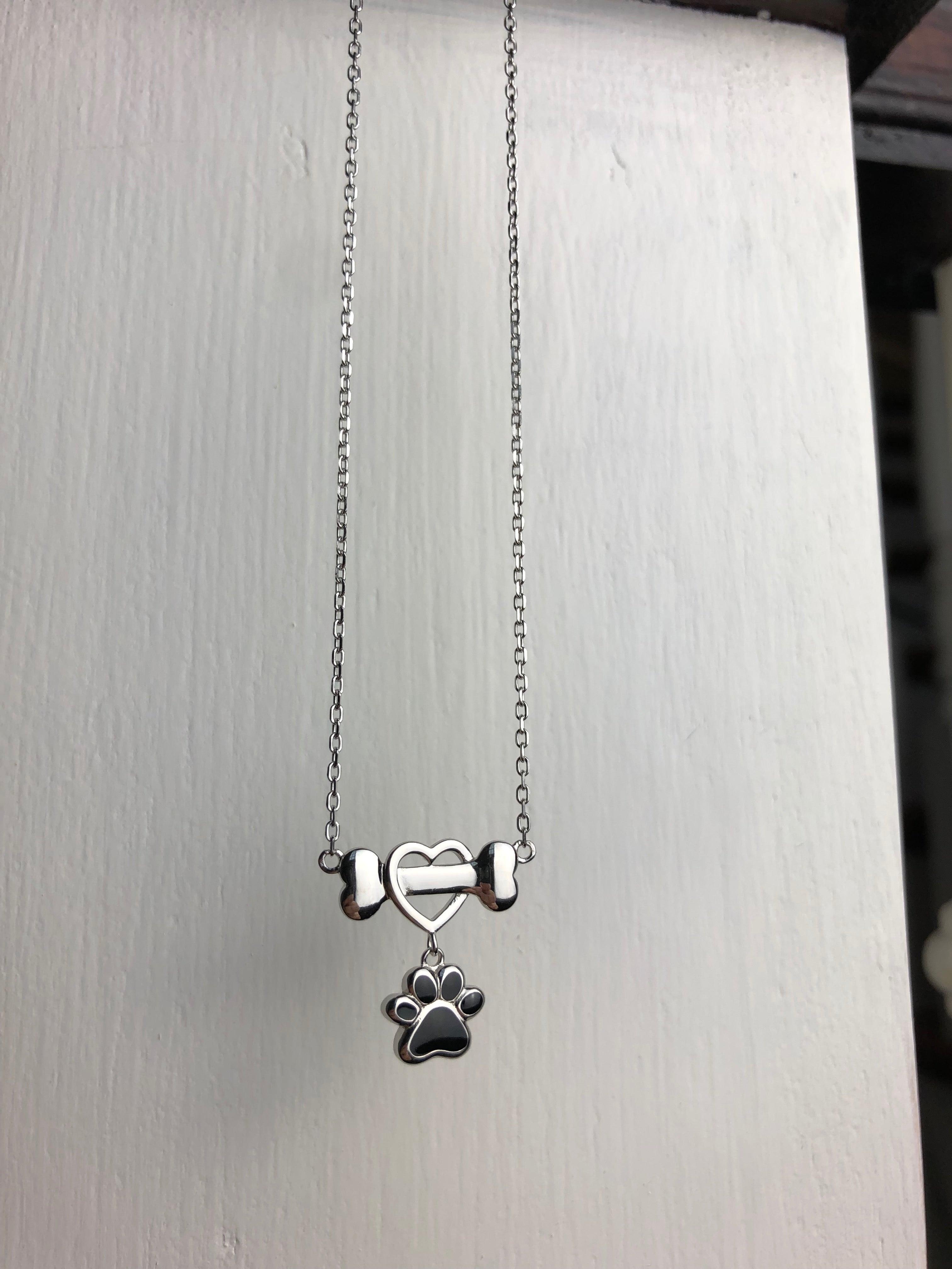 Dainty Dog Paw Necklace In Stainless Steel
