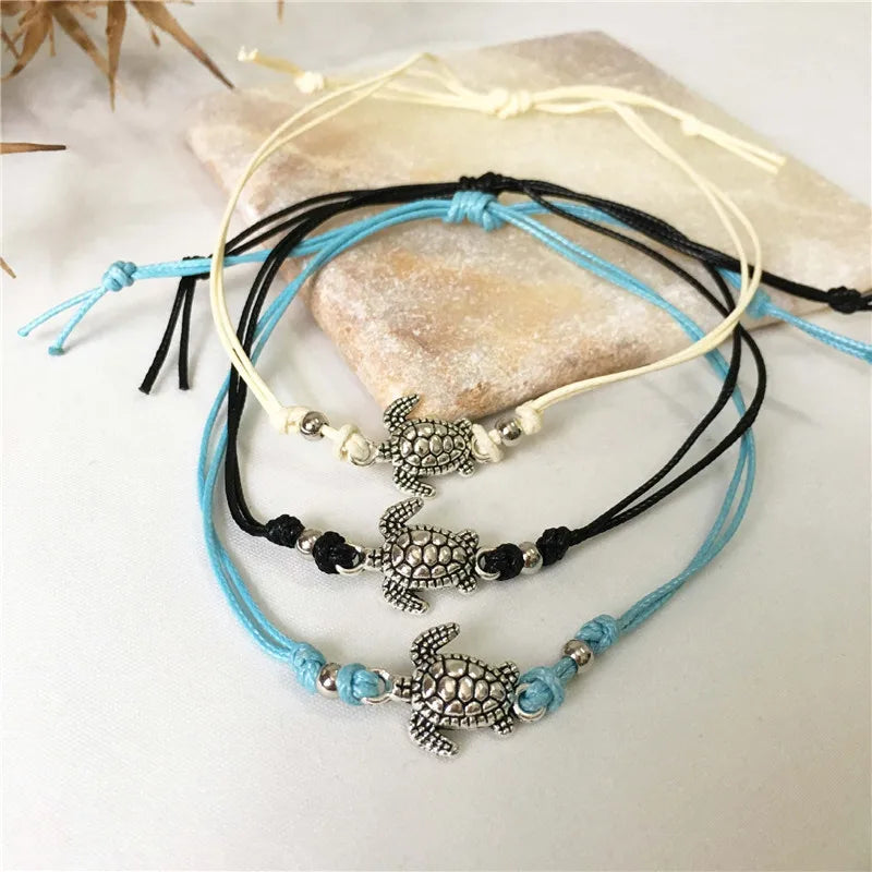 Sea Turtle Leather Anklet Bracelet