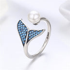Ocean Whale Tail Pearl Ring