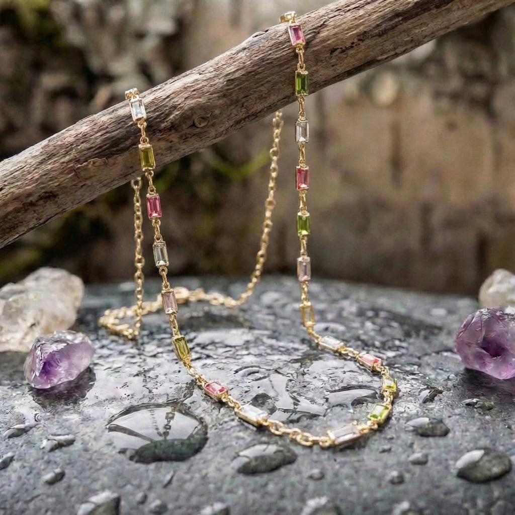 Isabella Multicolor Cz Stone Necklace