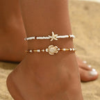 Ocean Dreams Starfish & Turtle Anklet Set