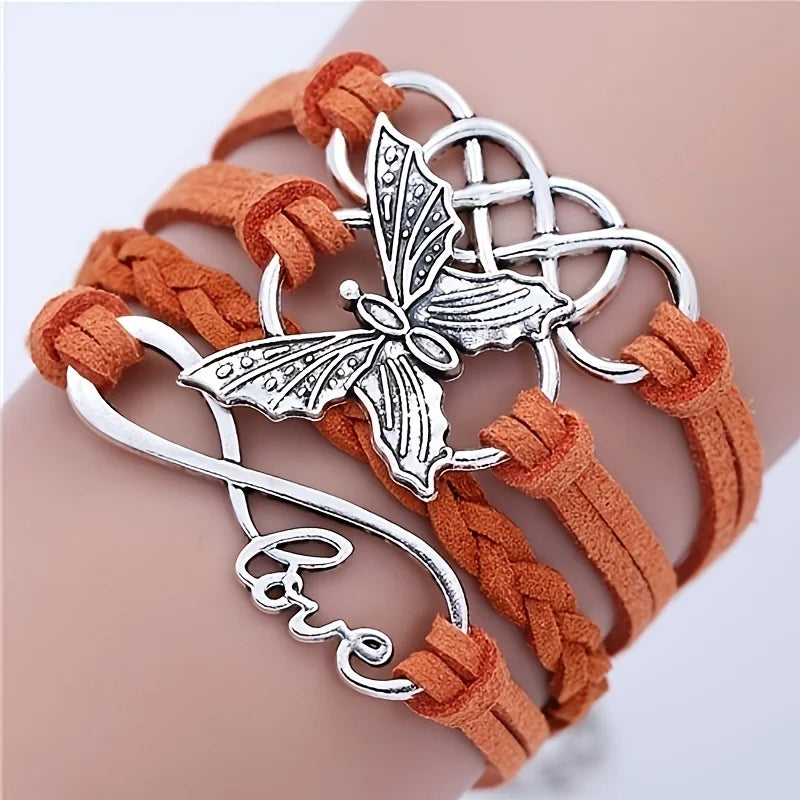 Vintage Love Butterfly Leather Bracelet