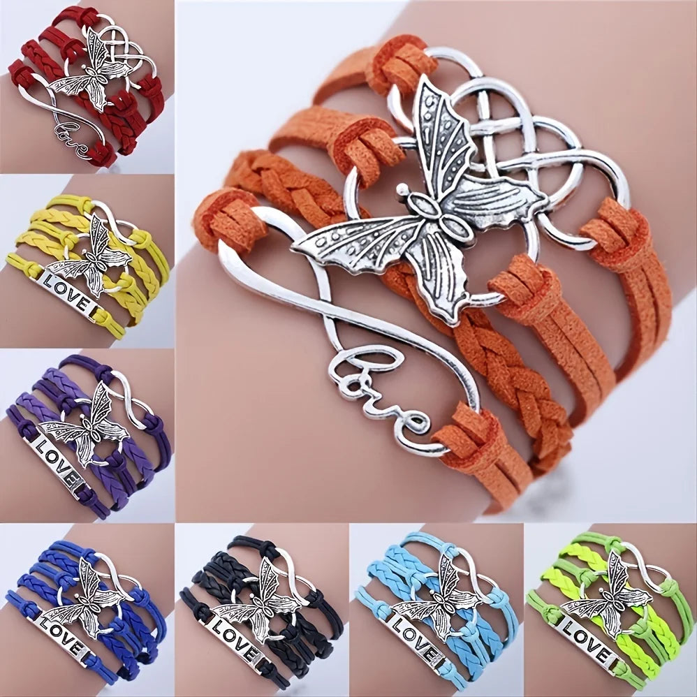 Vintage Love Butterfly Leather Bracelet