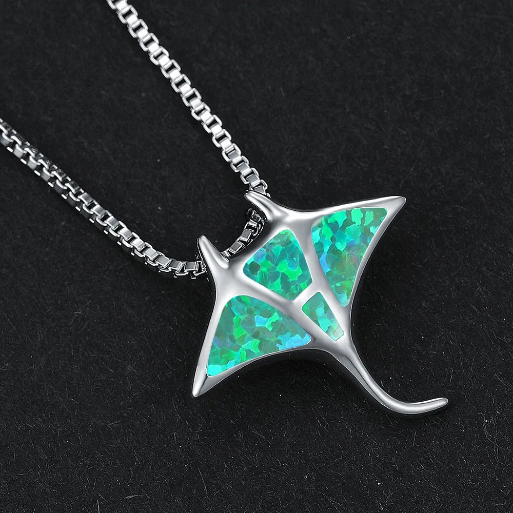 Manta Ray Blue Opal Necklace