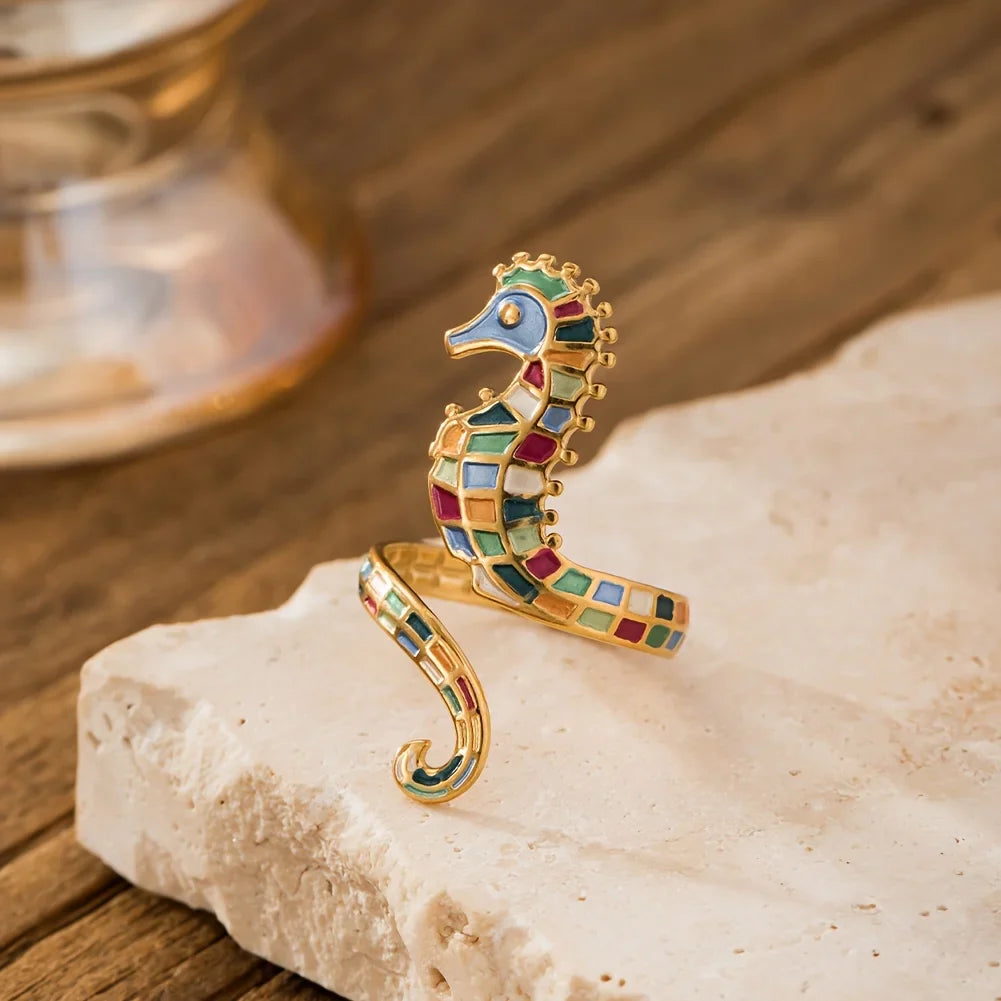 Ocean Dreams Seahorse Adjustable Ring