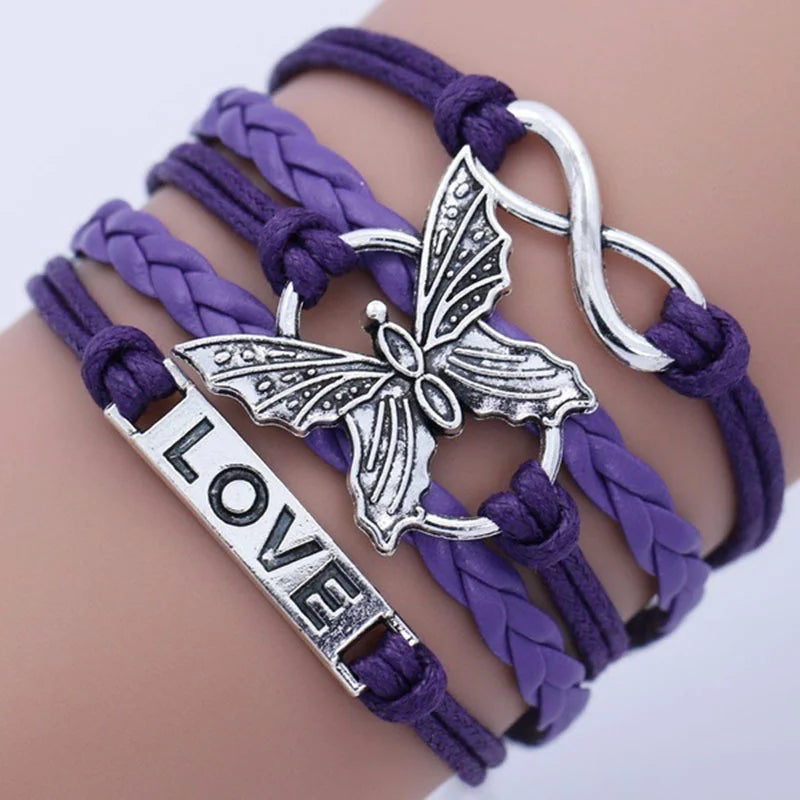 Vintage Love Butterfly Leather Bracelet