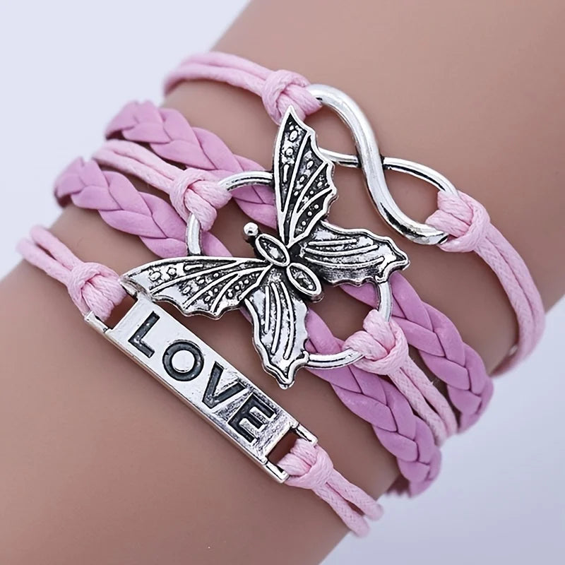 Vintage Love Butterfly Leather Bracelet