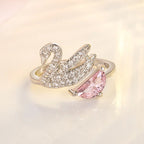 Swan Crystal Ring - Adjustable Rose Gold