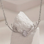 Deer Antler Necklace With Delicate Heart Charm