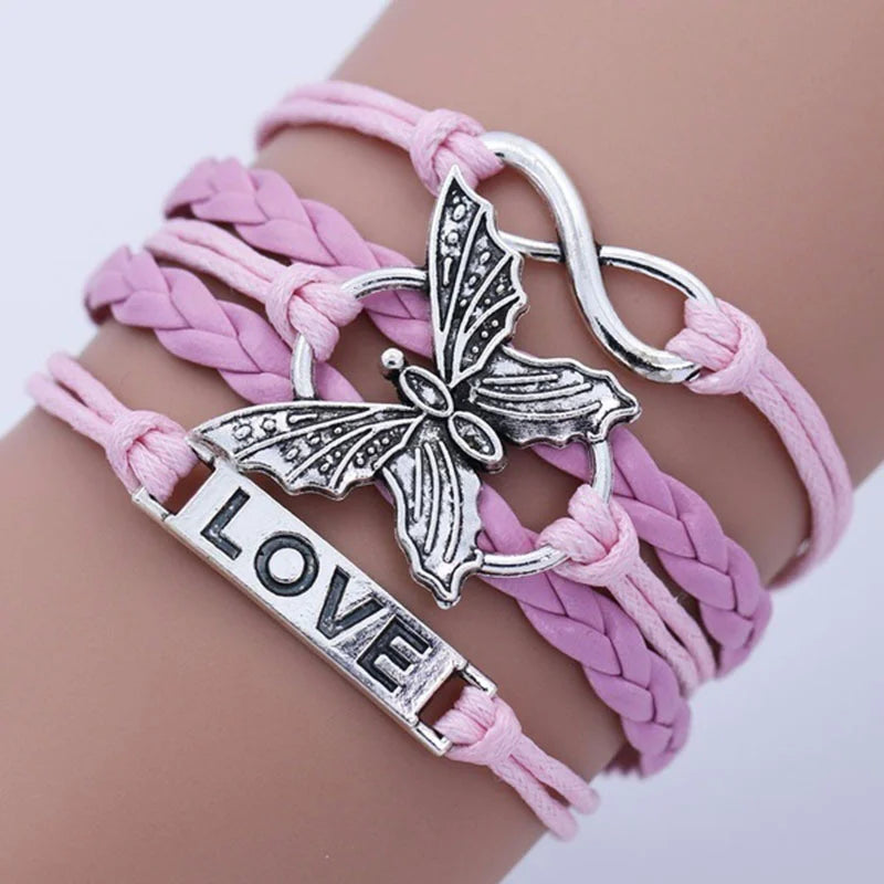 Vintage Love Butterfly Leather Bracelet