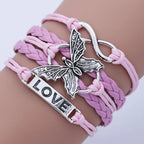 Vintage Love Butterfly Leather Bracelet