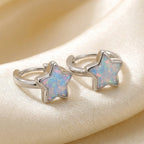 Moonstone Star Huggie Hoop Earrings