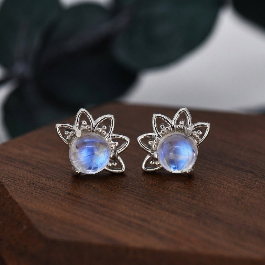 Moonstone Crown Stud Earrings