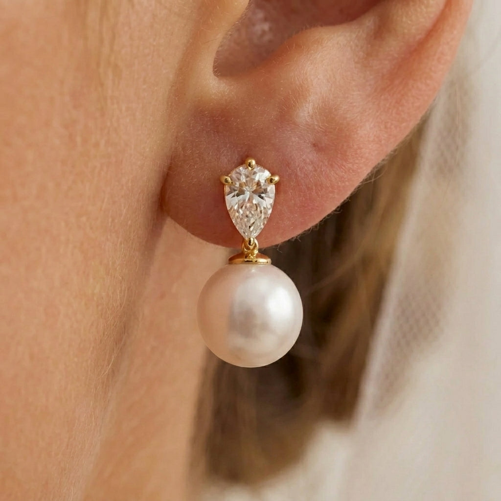 Natural Freshwater Pearl Tear Drop Earrings