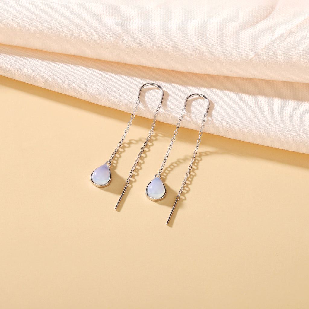 Sterling Silver Aurora Moonstone Threaders