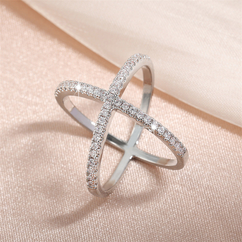 Pave Criss Cross Diamond Ring